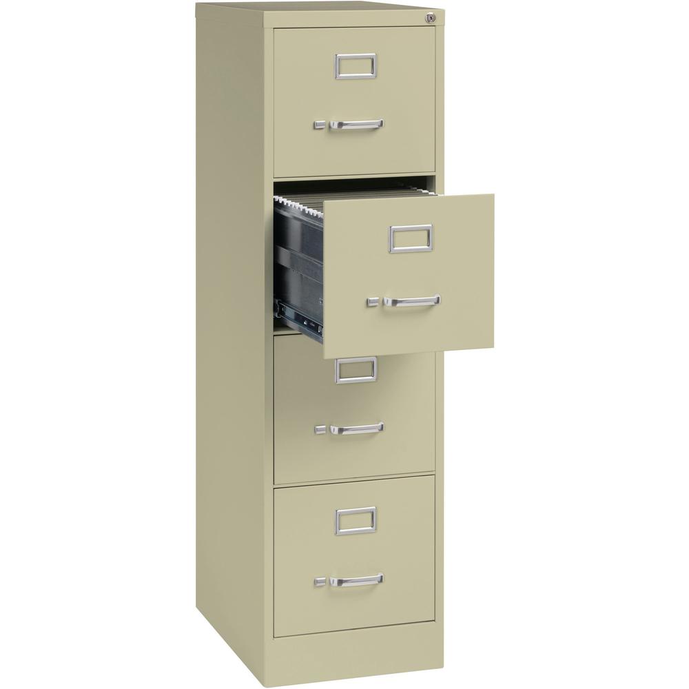 Lorell Fortress Series 22" Commercial-Grade Vertical File Cabinet - 15" x 22" x 52" - 4 x Drawer(s) for File - Letter - Lockable, Ball-bearing Suspension - Putty - Steel - Recycled. Picture 6
