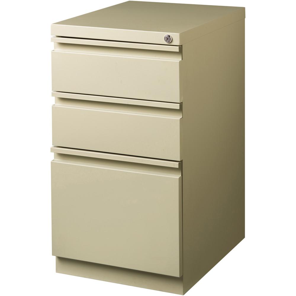 Lorell 20" Box/Box/File Mobile File Cabinet with Full-Width Pull - 15" x 20" x 27.8" - Letter - Ball-bearing Suspension, Security Lock, Recessed Handle - Putty - Steel - Recycled. Picture 9