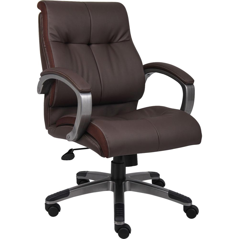 Lorell Managerial Chair - Brown Leather Seat - 5-star Base - Brown - 1 Each. Picture 8