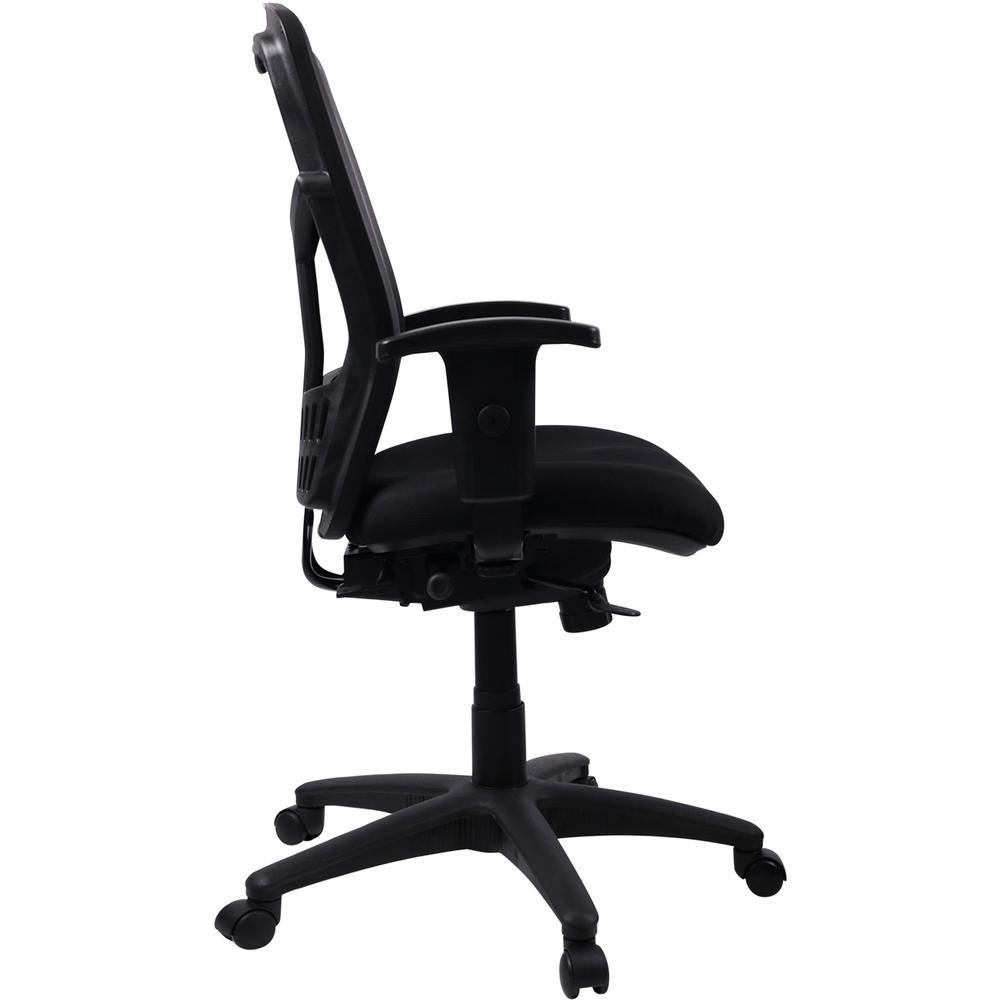Lorell Executive Mesh High-back Swivel Chair - Black Fabric Seat - Steel Frame - Black - 1 Each. Picture 9