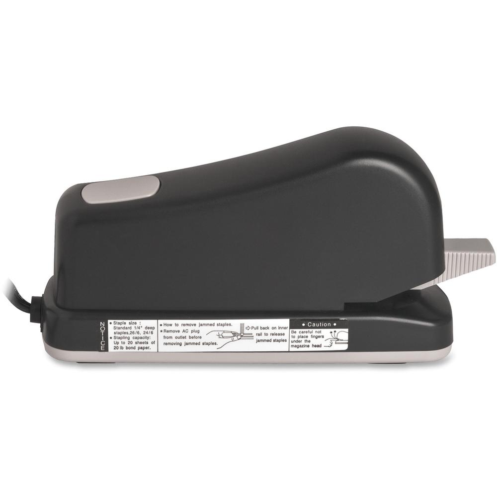 Business Source Electric Stapler - 20 of 20lb Paper Sheets Capacity - 210 Staple Capacity - Full Strip - 1/4" Staple Size - 1 Each - Black, Putty. Picture 8