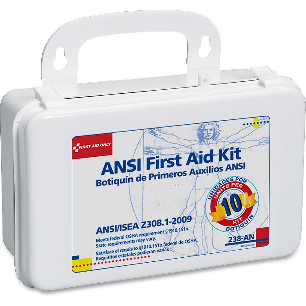 First Aid Only ANSI 10-unit First Aid Kit - 64 x Piece(s) - 4.6" Height x 7.7" Width x 2.4" Depth Length - Plastic Case - 1 Each - White. Picture 2