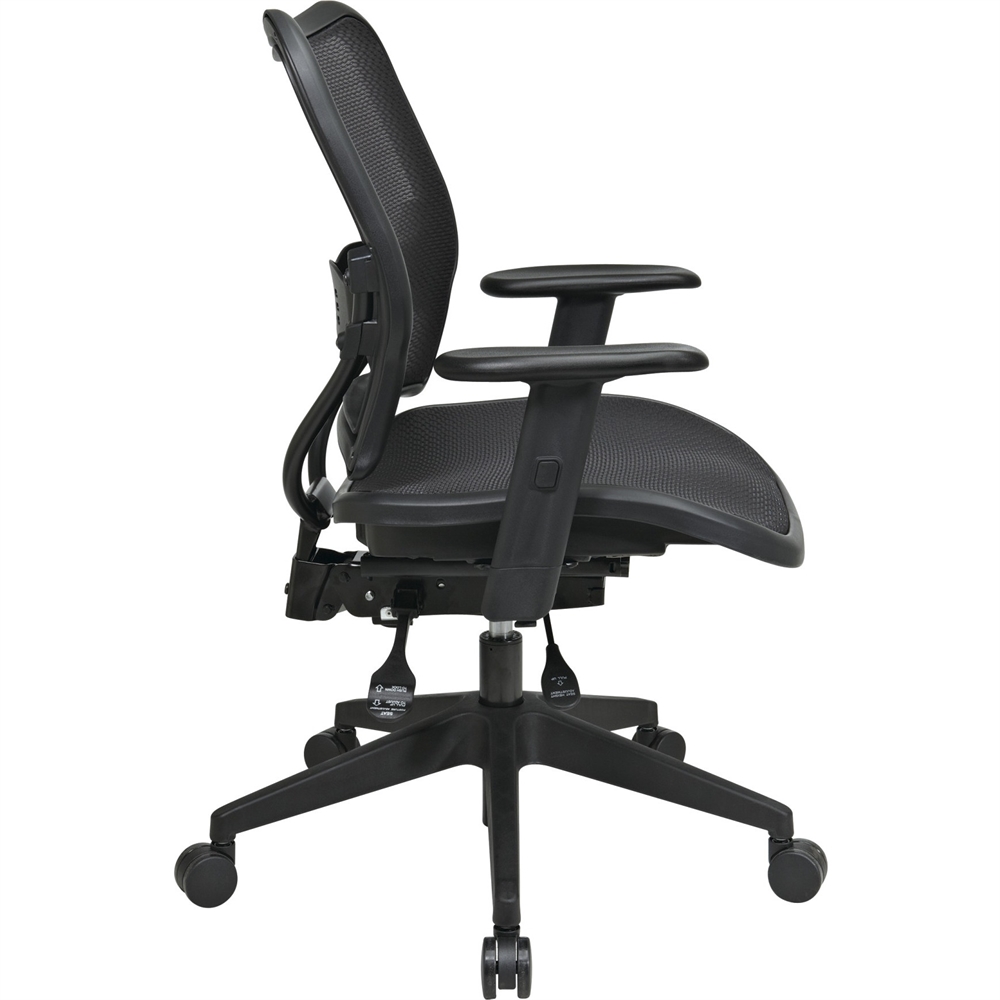 Office Star Deluxe Air Grid Seat/Back Chair - Black - 20" Seat Width x 20" Seat Depth - 26.5" Width x 28.3" Depth x 42.5" Height. Picture 2