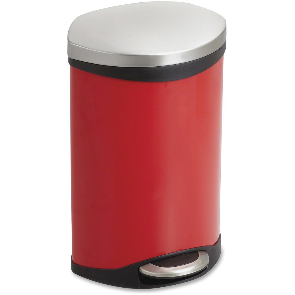 Safco Ellipse Hands Free Step-On Receptacle - 3 gal Capacity - 17" Height x 12" Width x 8.5" Depth - Steel, Plastic - Red - 1 Each. Picture 5