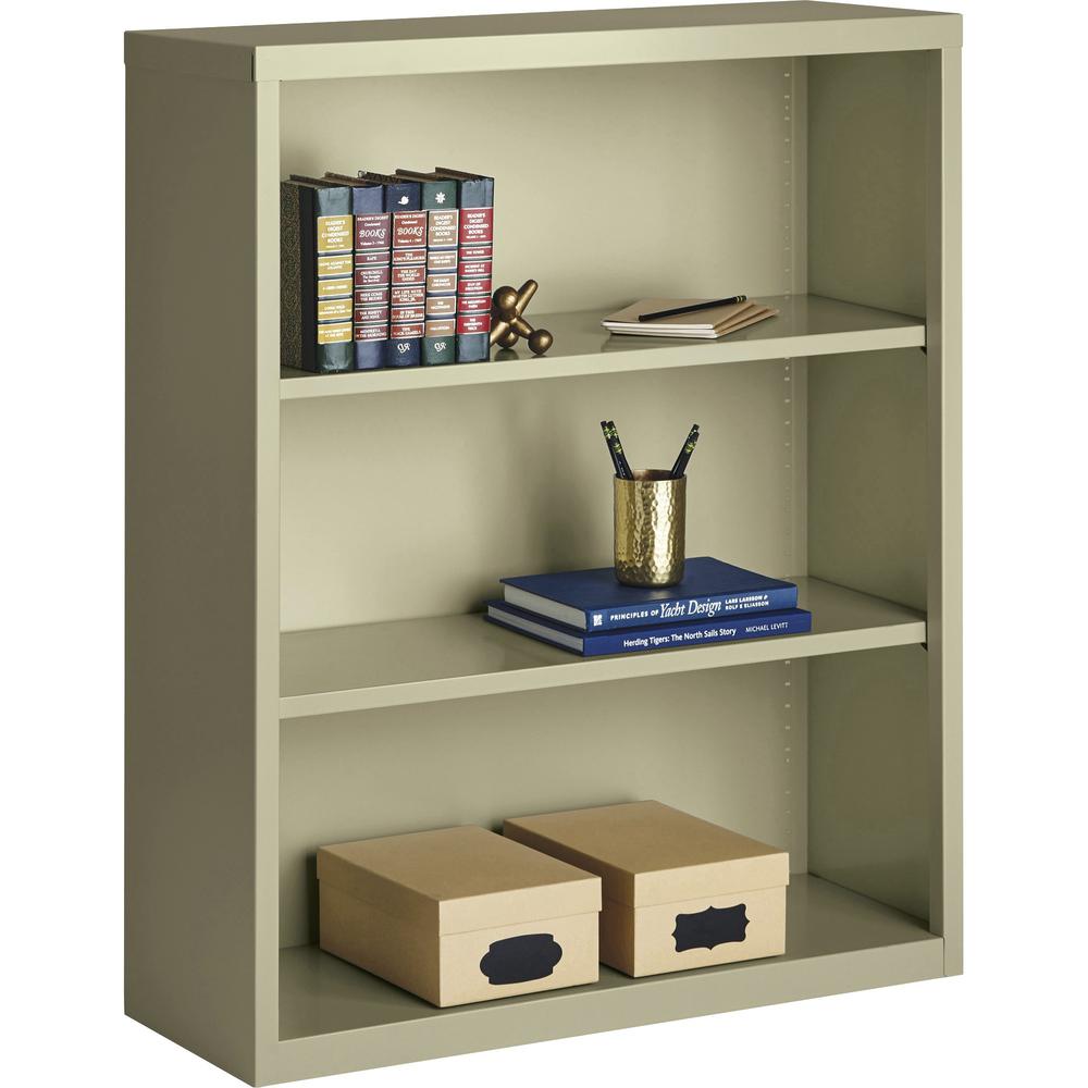 Lorell Fortress Series Bookcase - 34.5" x 13" x 42" - 3 x Shelf(ves) - Putty - Powder Coated - Steel - Recycled. Picture 7