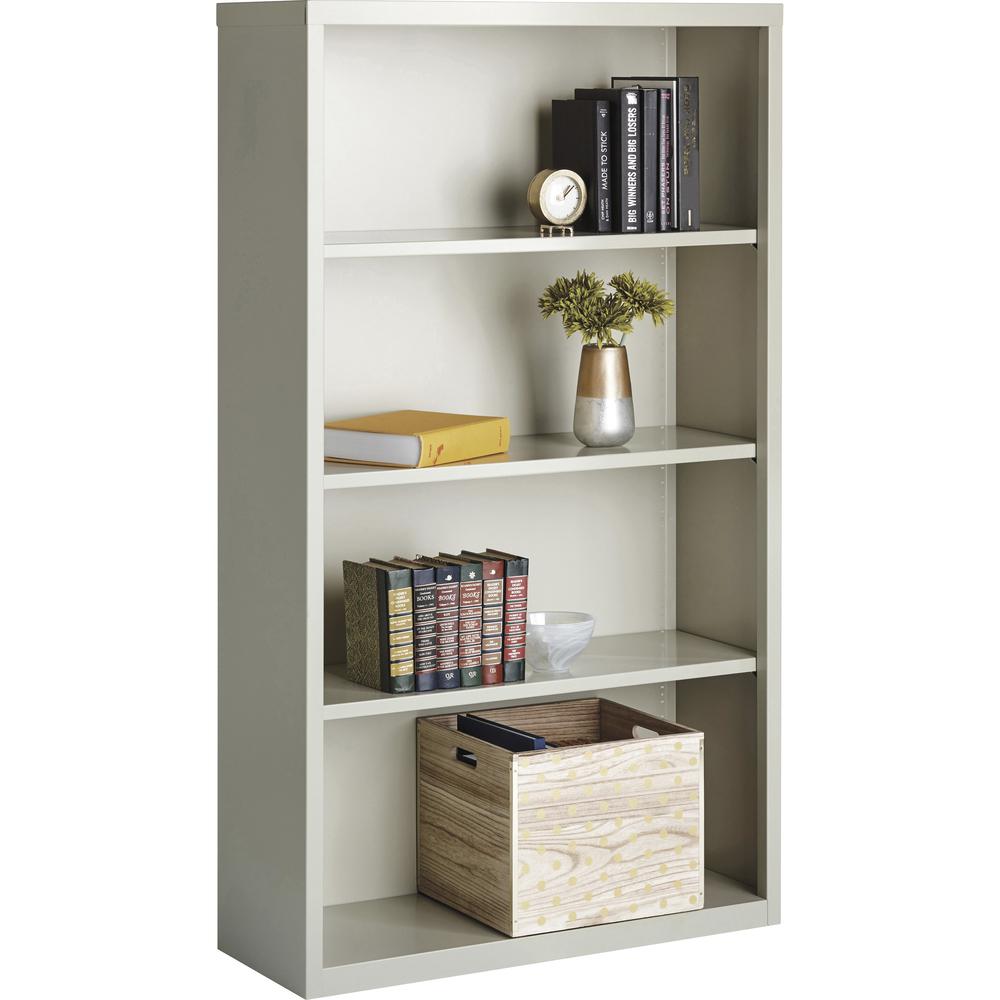 Lorell Fortress Series Bookcase - 34.5" x 13" x 60" - 4 x Shelf(ves) - Light Gray - Powder Coated - Steel - Recycled. Picture 4