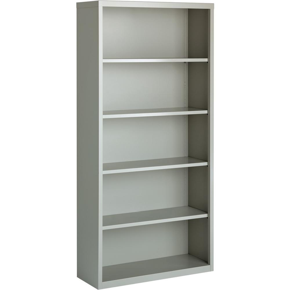 Lorell Fortress Series Bookcase - 34.5" x 13" x 72" - 5 x Shelf(ves) - Light Gray - Powder Coated - Steel - Recycled. Picture 2