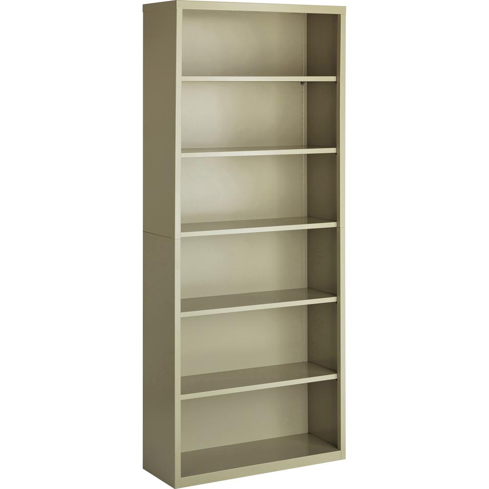 Lorell Fortress Series Bookcase - 34.5" x 13" x 82" - 6 x Shelf(ves) - Putty - Powder Coated - Steel - Recycled. Picture 3