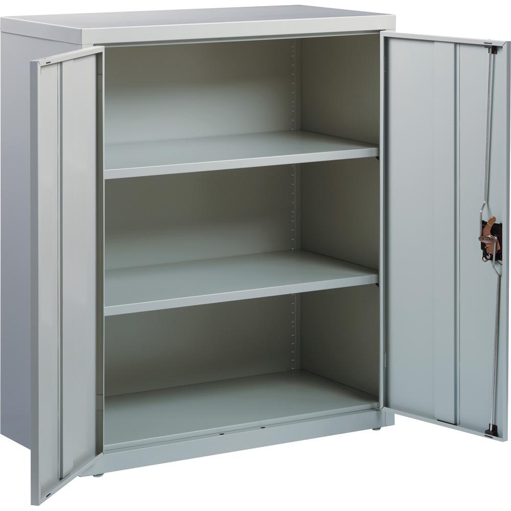 Lorell Fortress Series Storage Cabinet - 18" x 36" x 42" - 3 x Shelf(ves) - Recessed Locking Handle, Hinged Door, Durable, Sturdy, Adjustable Shelf - Light Gray - Powder Coated - Steel - Recycled. Picture 9