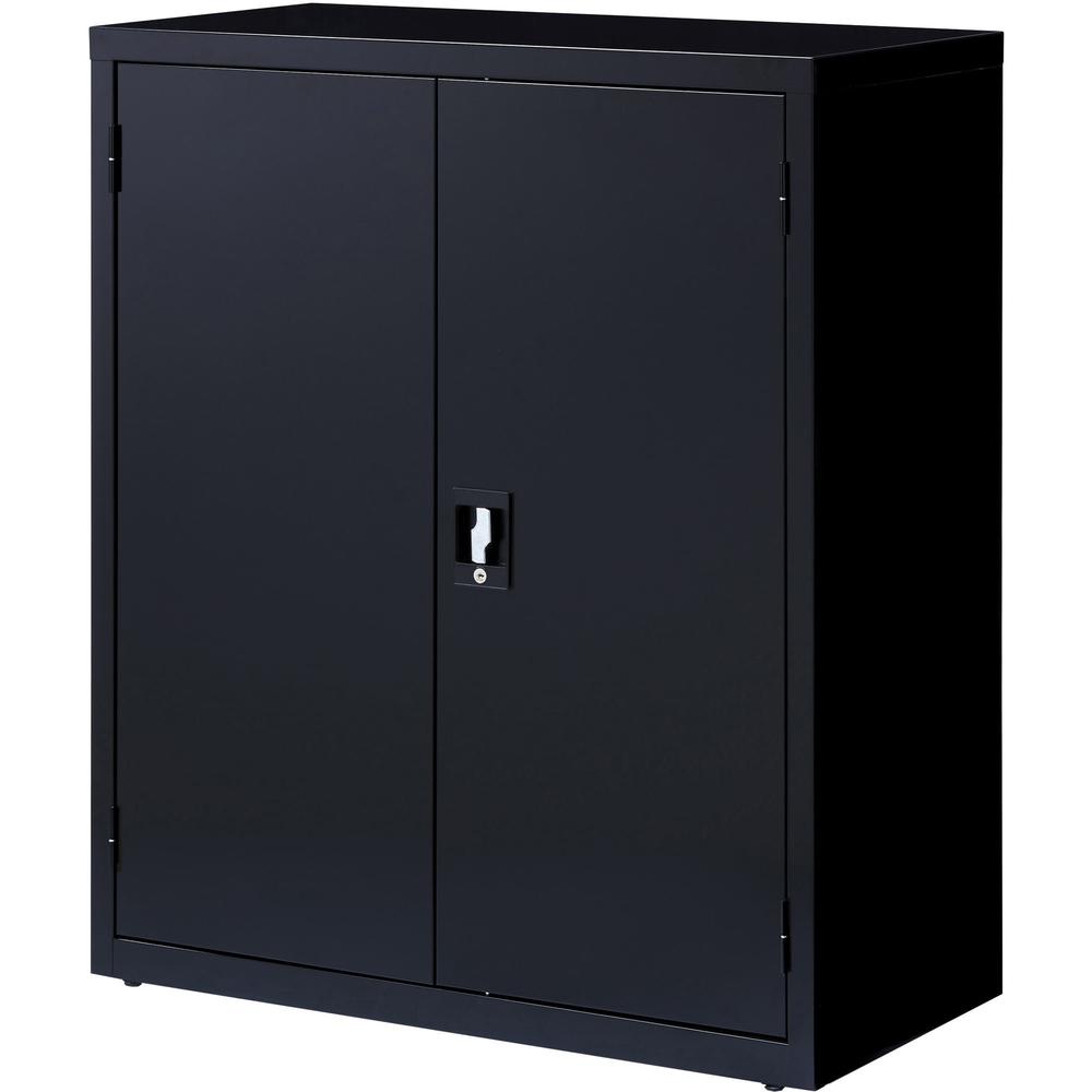 Lorell Fortress Series Storage Cabinet - 18" x 36" x 42" - 3 x Shelf(ves) - Recessed Locking Handle, Hinged Door, Durable - Black - Powder Coated - Steel - Recycled. Picture 5