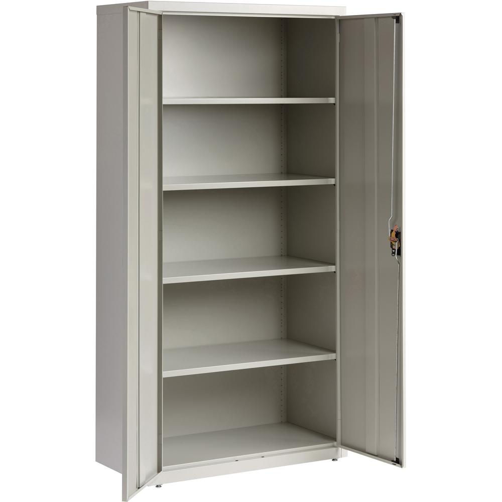 Lorell Fortress Series Storage Cabinets - 36" x 18" x 72" - 5 x Shelf(ves) - Recessed Locking Handle, Hinged Door, Durable - Light Gray - Powder Coated - Steel - Recycled. Picture 10