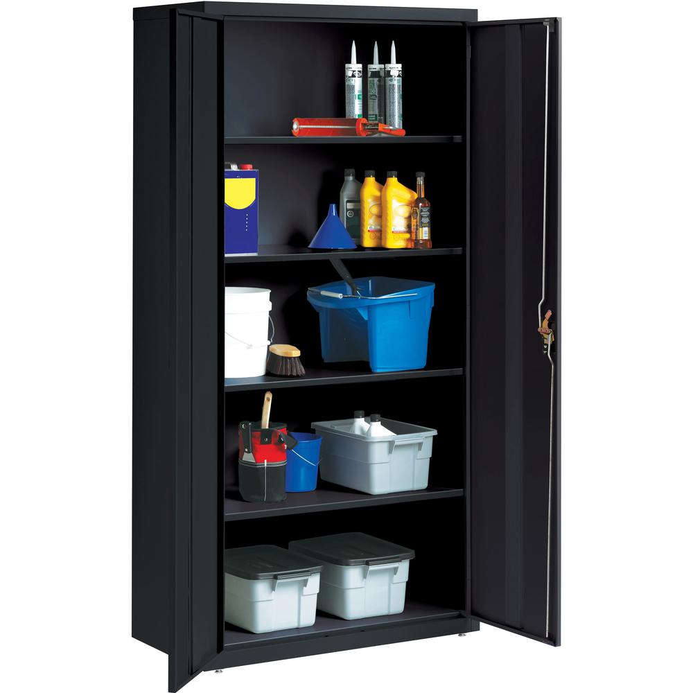Lorell Fortress Series Storage Cabinet - 36" x 18" x 72" - 5 x Shelf(ves) - Recessed Locking Handle, Hinged Door, Durable - Black - Powder Coated - Steel - Recycled. Picture 8