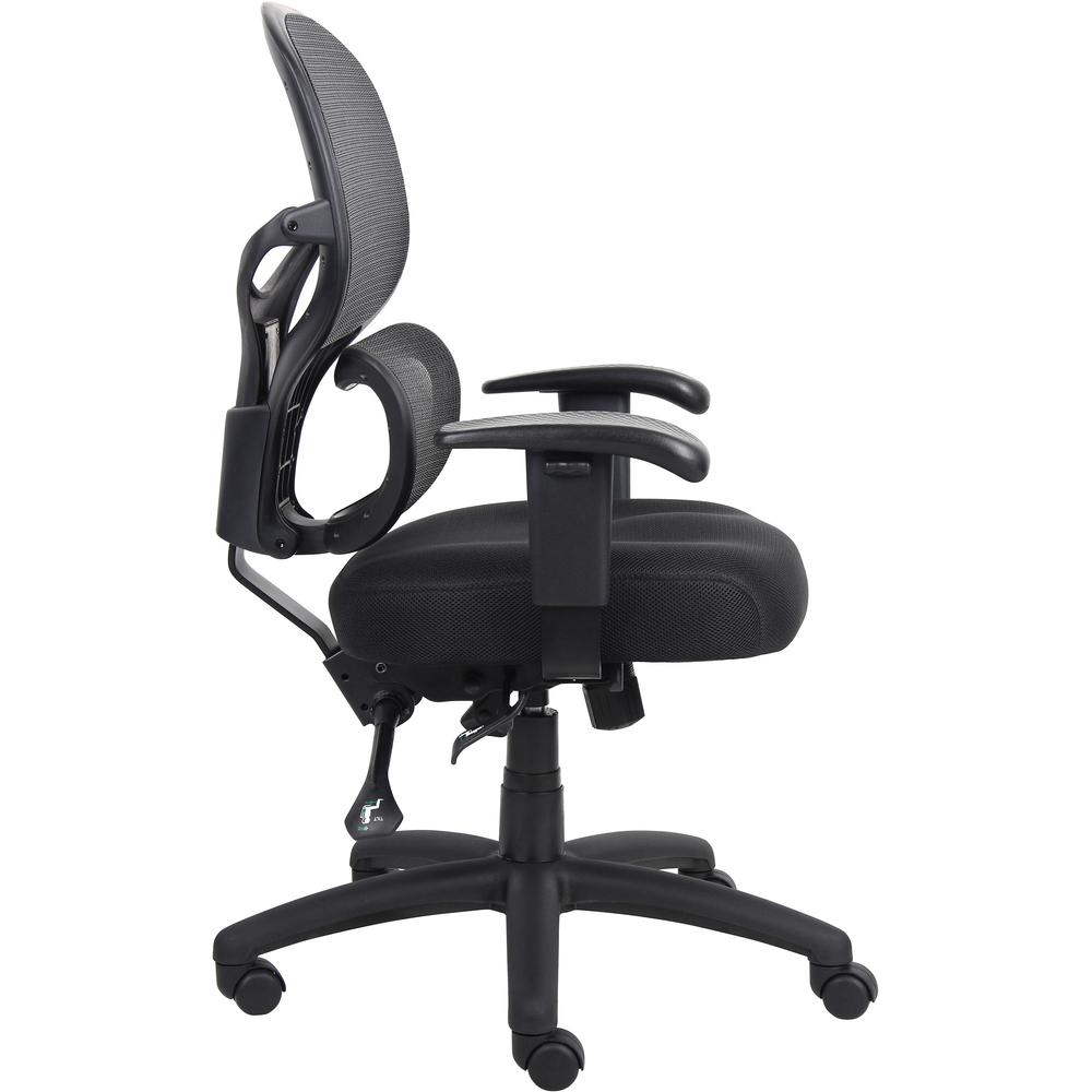 Lorell Mesh-Back Executive Chair - Black Fabric Seat - Black Mesh Back - 5-star Base - Black, Silver - Fabric - 1 Each. Picture 9