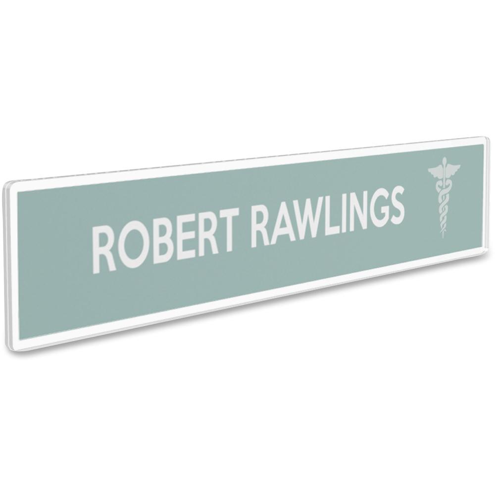 Deflecto Cubicle Nameplate Sign Holder - 1 Each - 8.5" Width x 2" Height - Rectangular Shape - Wall Mountable - Insertable, Magnetic - Plastic - Clear. Picture 12