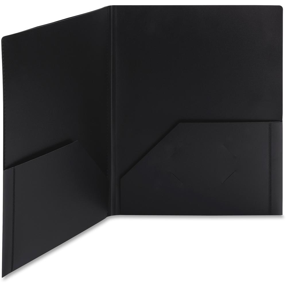 Smead Letter Pocket Folder - 8 1/2" x 11" - 50 Sheet Capacity - 2 Pocket(s) - Poly - Black - 5 / Pack. Picture 4