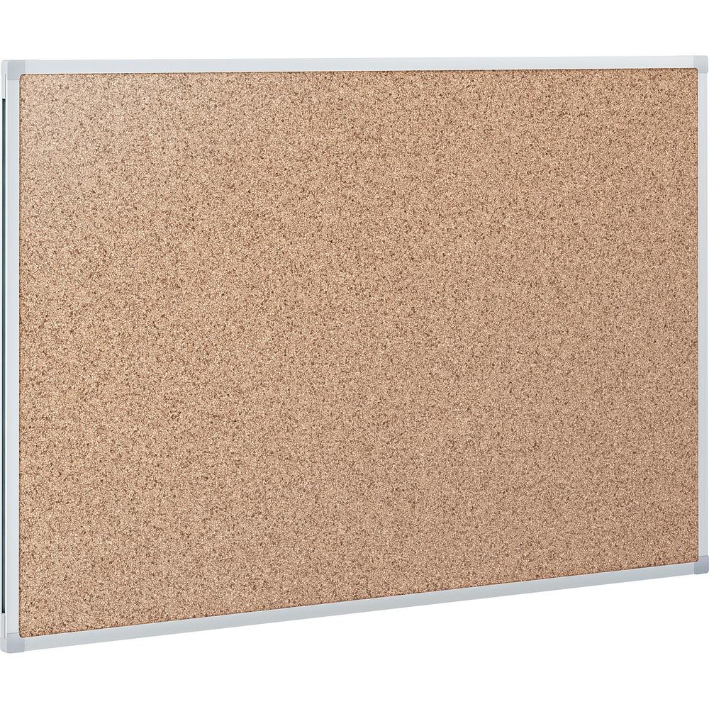 Mead Classic Cork Bulletin Board - 24" Height x 36" Width - Natural Cork Surface - Self-healing - Silver Aluminum Frame - 1 Each. Picture 2