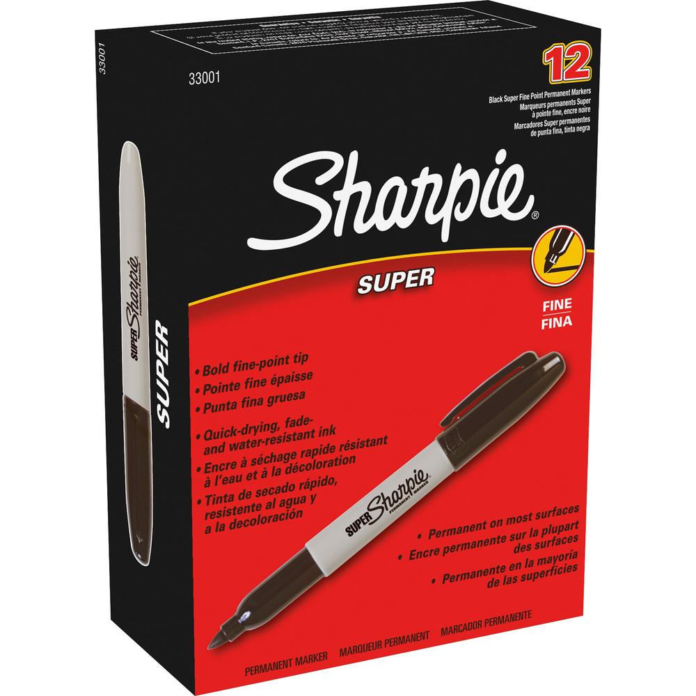 Sharpie Super Permanent Marker - Fine, Bold Marker Point - Black - 1 Dozen. Picture 3