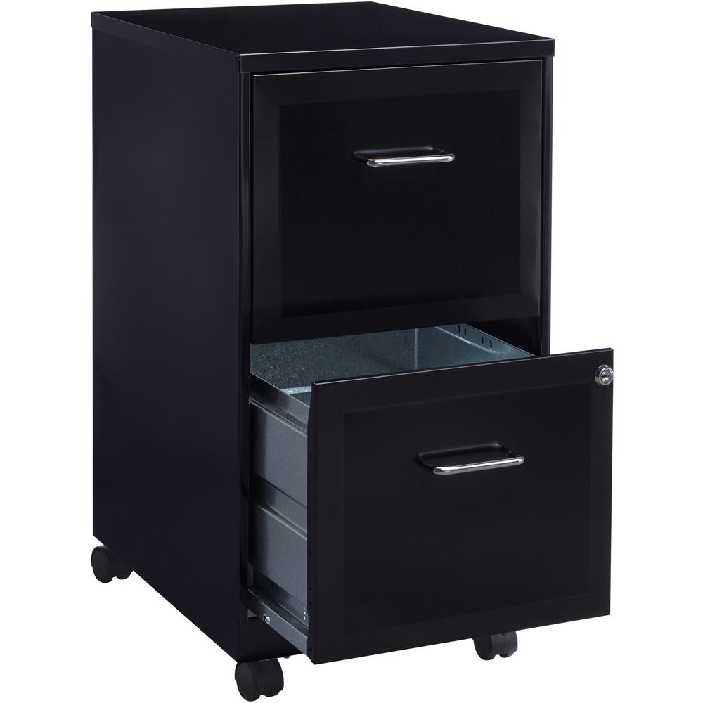 Lorell SOHO 18" 2-Drawer Mobile File Cabinet - 14.3" x 18" x 24.5" - 2 x Drawer(s) for File - Locking Drawer, Pull Handle, Casters, Glide Suspension - Black, Chrome - Baked Enamel - Steel - Recycled -. Picture 10