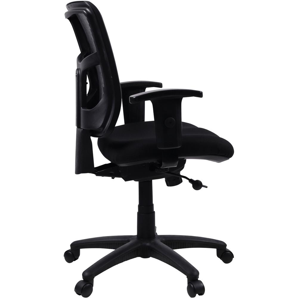 Lorell Ergomesh Managerial Mesh Mid-back Chair - Black Fabric Seat - Black Back - Black Frame - 5-star Base - Black - 1 Each. Picture 9