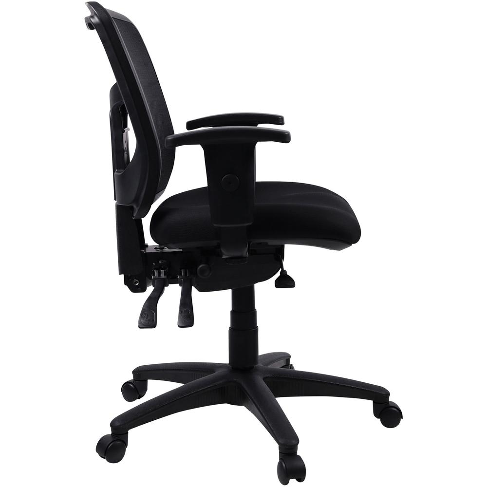 Lorell Ergomesh Swivel Mesh Mid-back Office Chair - Black Fabric Seat - Black Back - Black Frame - 5-star Base - Black - 1 Each. Picture 9