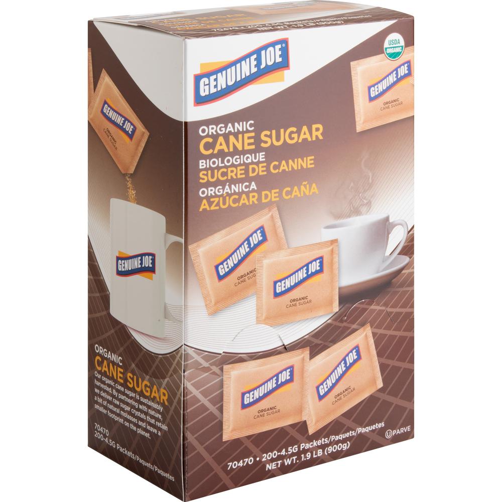 Genuine Joe Turbinado Natural Cane Sugar Packets - Packet - 0.159 oz (4.5 g) - Molasses Flavor - Natural Sweetener - 200/Box. Picture 4