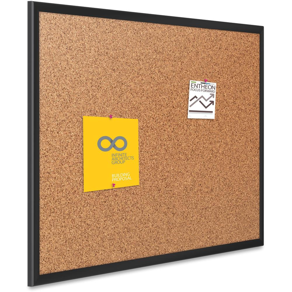 Quartet Classic Series Bulletin Board - 48" Height x 96" Width - Brown Natural Cork Surface - Self-healing, Durable, Sturdy - Black Aluminum Frame - 1 / Each. Picture 4