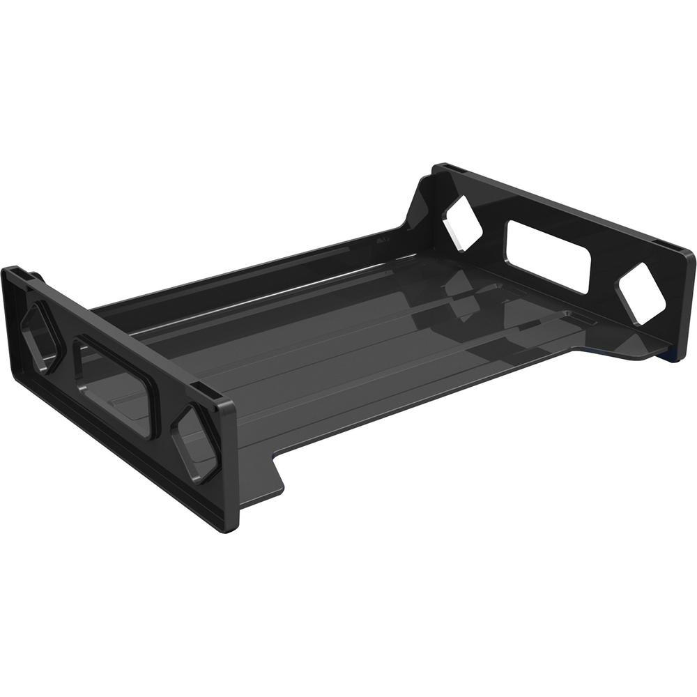 Deflecto Sustainable Office Stackable Desk Tray - 2.8" Height x 13" Width x 9" DepthDesktop - Durable, Stackable - 30% Recycled - Black - Plastic - 1 Each. Picture 3