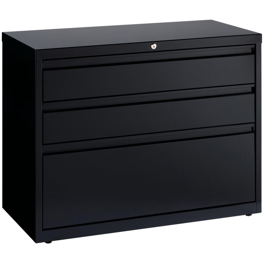 Lorell 36" Box/Box/File Lateral File Cabinet - 36" x 18.6" x 28" - 3 x Drawer(s) for Box, File - A4, Legal, Letter - Lateral - Hanging Rail, Locking Drawer, Ball-bearing Suspension, Magnetic Label Hol. Picture 7