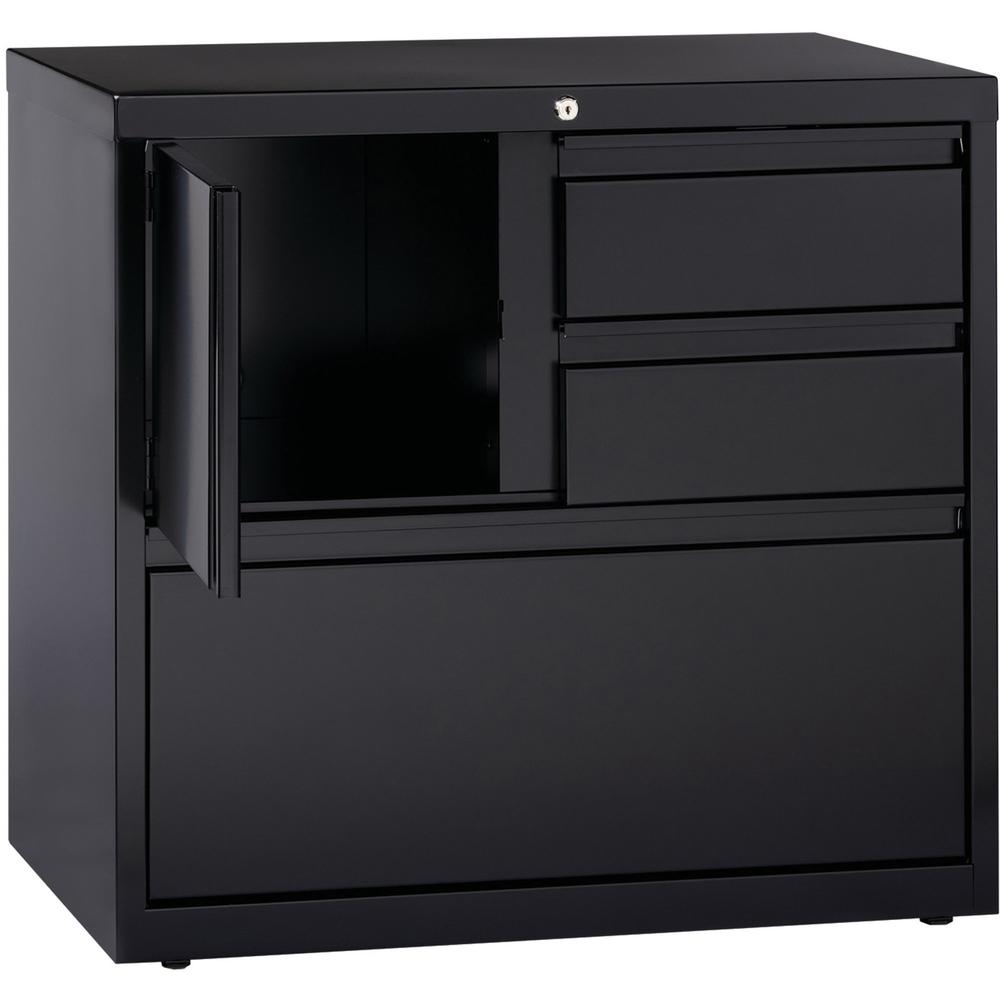 Lorell 30" Personal Storage Center Lateral File - 30" x 18.6" x 28" - 3 x Drawer(s) for File, Box - A4, Letter, Legal - Hanging Rail, Glide Suspension, Grommet, Cable Management, Interlocking, Reinfor. Picture 7