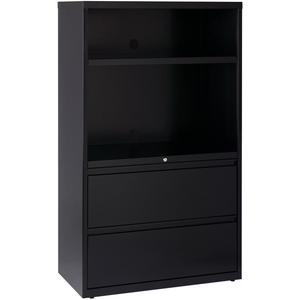 Lorell 36" Lateral Hanging File Drawers Combo Unit - 36" x 18.6" x 60" - 2 x Drawer(s) for File - Legal, Letter, A4 - Lateral - Cable Management, Leveling Glide, Adjustable Glide, Locking Drawer, Dura. Picture 8