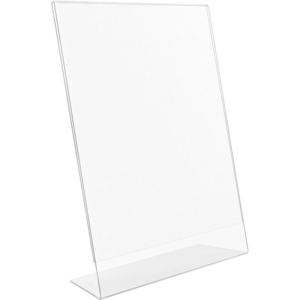 Deflecto Anti-Glare Slanted Sign Holder - Portrait - 11" x 8.5" x 2.5" x - Acrylic - 1 Each - Clear - Anti-glare, Scratch Resistant, Durable, Heavy Duty, Double-sided. Picture 2