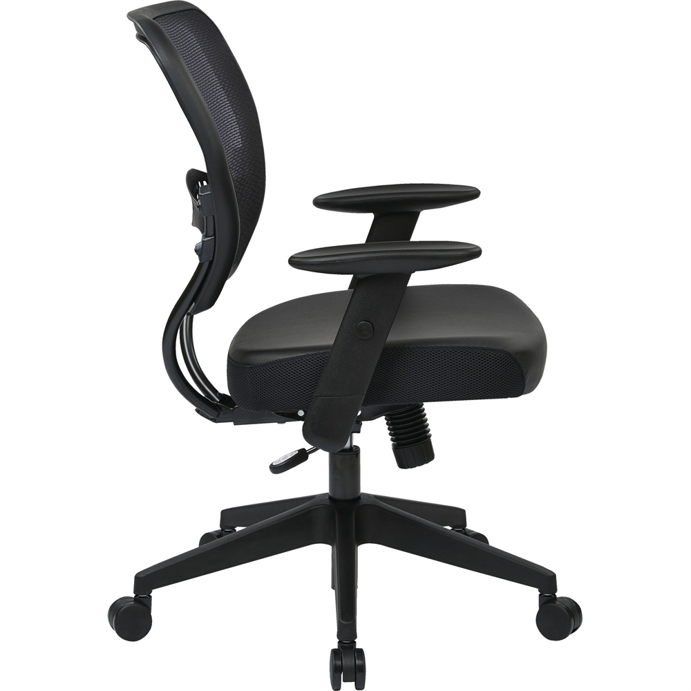 Office Star Dark Air Grid Back Managers Chair - Leather Seat - 5-star Base - Black - 20" Seat Width x 19.50" Seat Depth - 26.5" Width x 25.3" Depth x 42" Height. Picture 6