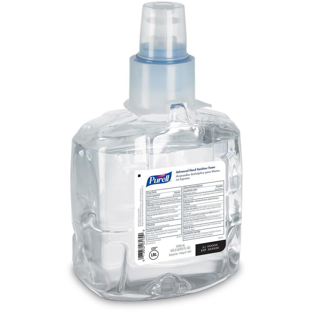 PURELL&reg; Hand Sanitizer Foam Refill - Clean Scent - 40.6 fl oz (1200 mL) - Kill Germs - Hand, Skin - Clear - Chemical-free - 2 / Carton. Picture 6