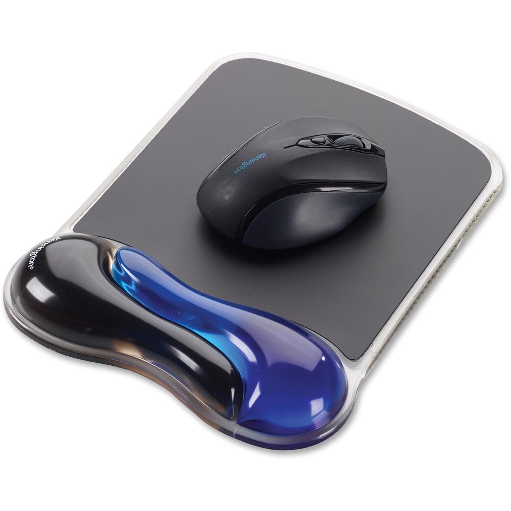 Kensington Duo Gel Wave Mouse Pad Wrist Pillow - Black & Blue - 1 Pack. Picture 6