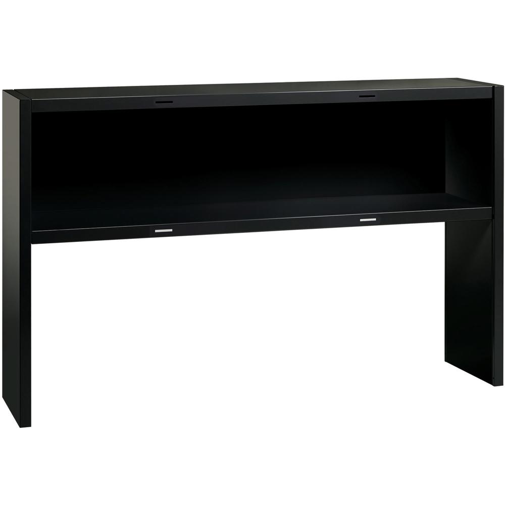 Lorell Fortress Modular Series Stack-on Hutch - 60" - Material: Steel - Finish: Black - Grommet, Cord Management. Picture 2