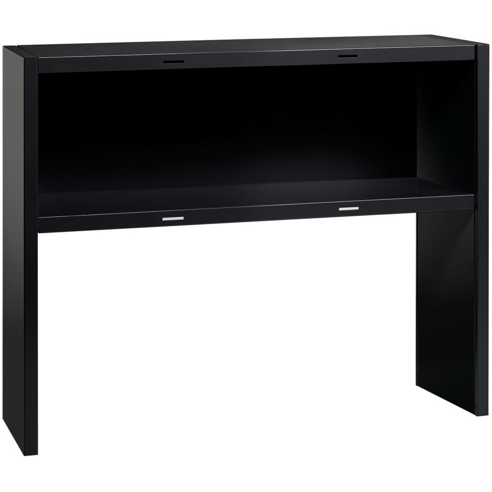 Lorell Fortress Modular Series Stack-on Hutch - 48" - Material: Steel - Finish: Black - Grommet, Cord Management. Picture 2