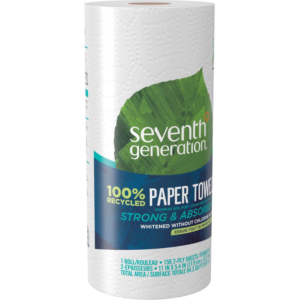 Seventh Generation 100% Recycled Paper Towels - 2 Ply - 156 Sheets/Roll - White - 24 / Carton. Picture 6