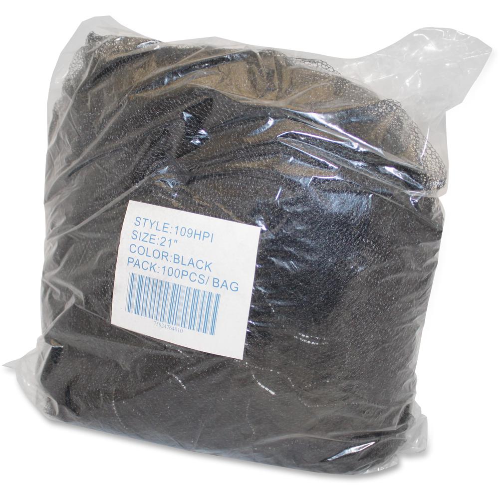 Genuine Joe Black Nylon Hair Net - Recommended for: Food Handling, Food Processing - Large Size - 21" Stretched Diameter - Contaminant Protection - Nylon - Black - Lightweight, Comfortable, Durable, T. Picture 3