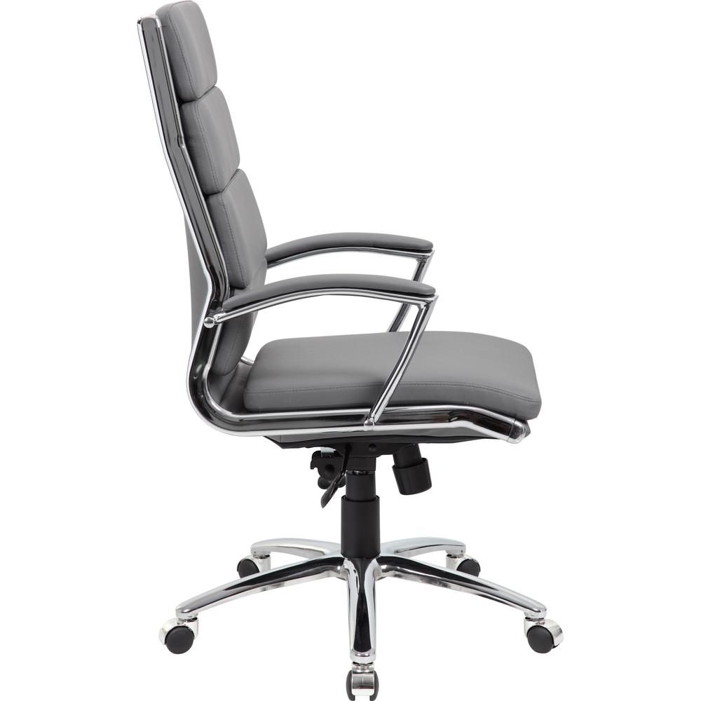Boss B9471 Executive Chair - Gray Vinyl Seat - Gray Back - Chrome, Black Chrome Frame - 5-star Base - Armrest - 1 Each. Picture 8