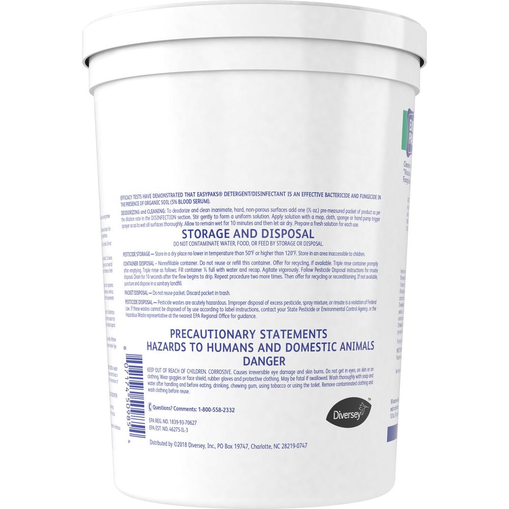 Diversey EasyPaks Detergent/Disinfectant - Concentrate Powder - 0.50 oz (0.03 lb) - Lemon Scent - 90 / Tub - 1 Each - Green. Picture 2