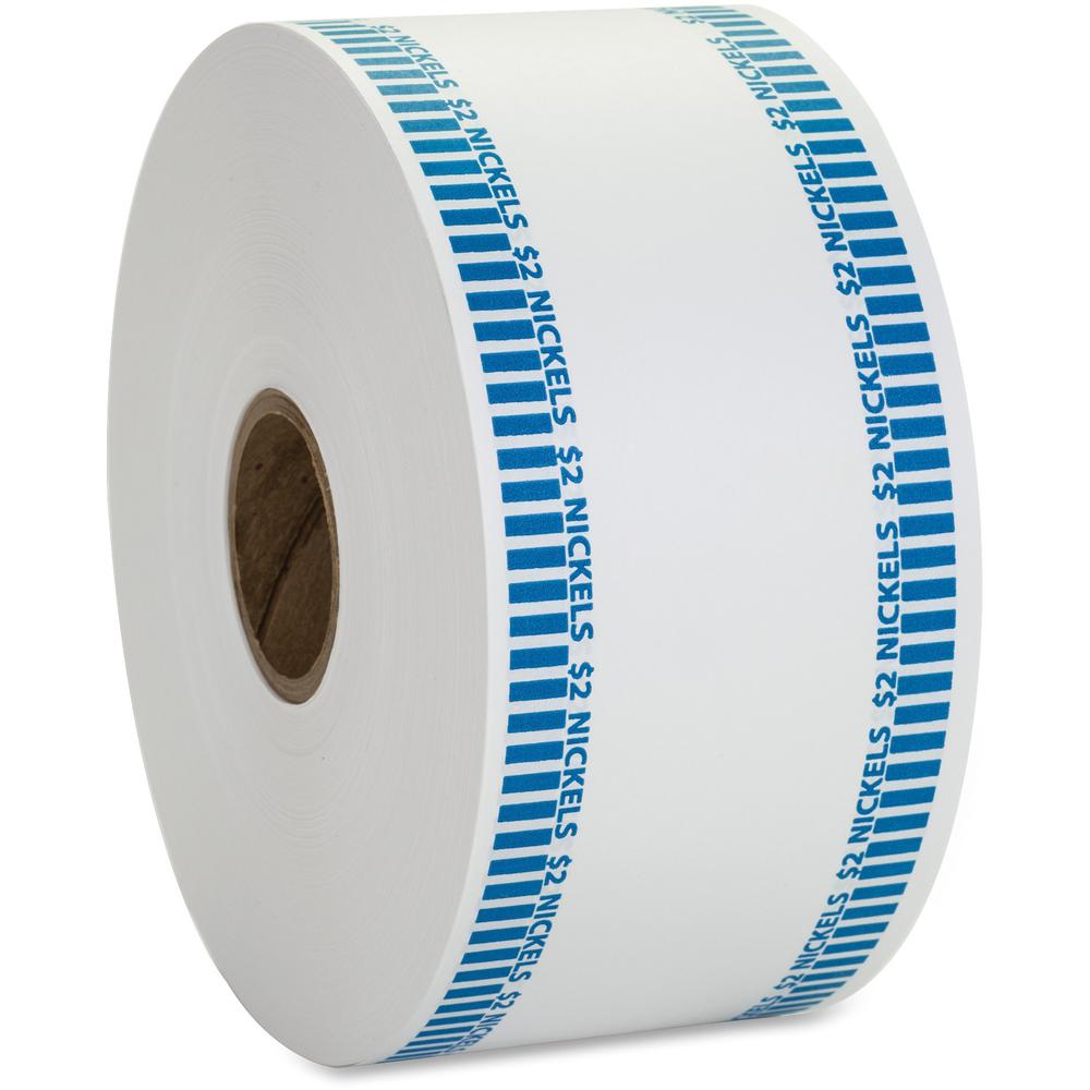 PAP-R Color-coded Coin Machine Wrappers - 1000 ft Length - 1900 Wrap(s)Total $2.00 in 40 Coins of 5¢ Denomination - 15 lb Basis Weight - Kraft - Blue, White - 1900 / Roll. Picture 5