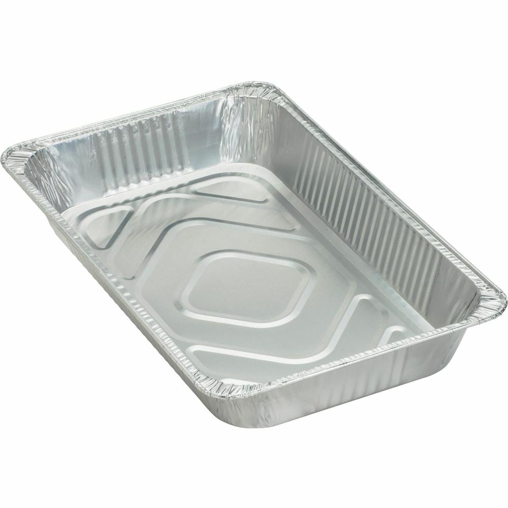 Genuine Joe Full-size Disposable Aluminum Pan - Cooking, Serving - Disposable - Silver - Aluminum Body - 50 / Carton. Picture 3