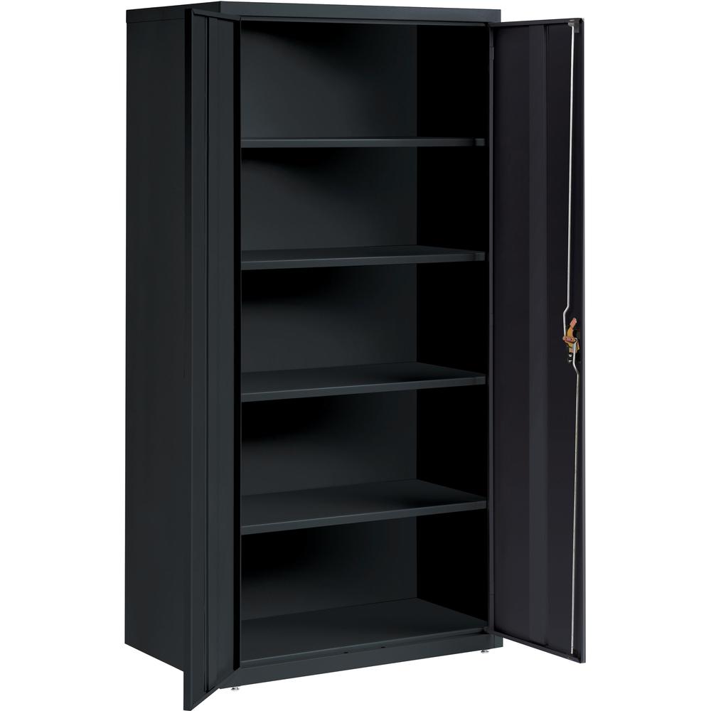 Lorell Fortress Series Storage Cabinet - 36" x 24" x 72" - 5 x Shelf(ves) - Hinged Door(s) - Sturdy, Recessed Locking Handle, Removable Lock, Durable, Storage Space - Black - Powder Coated - Steel - R. Picture 7