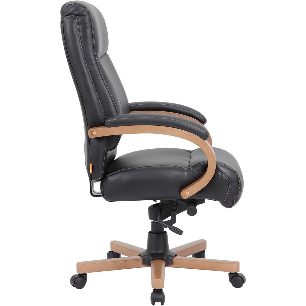 Lorell Executive Chair - Black Leather Seat - Black Leather Back - 1 Each. Picture 2