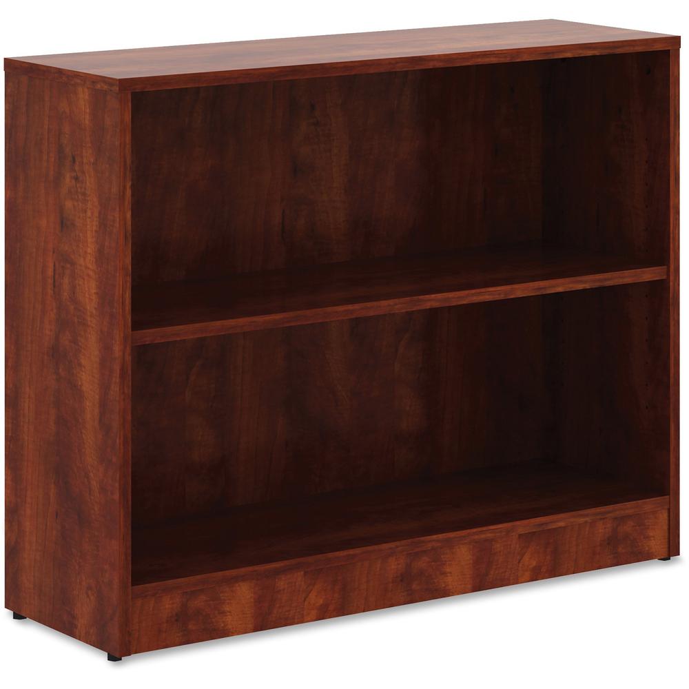 Lorell Laminate Bookcase - 2 Shelf(ves) - 29.5" Height x 36" Width x 12" Depth - Sturdy, Adjustable Feet, Adjustable Shelf - Thermofused Laminate (TFL) - Cherry - Laminate - 1 Each. Picture 6