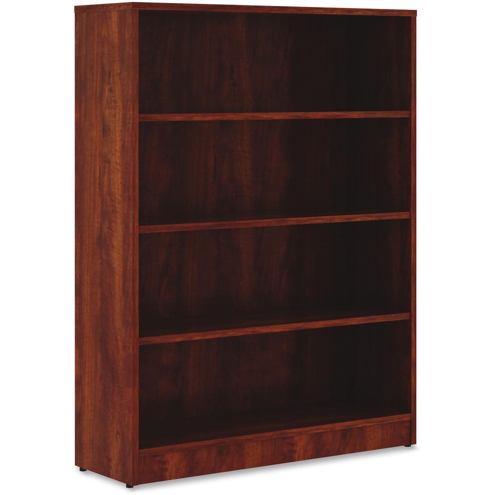 Lorell Laminate Bookcase - 4 Shelf(ves) - 48" Height x 36" Width x 12" Depth - Sturdy, Adjustable Feet - Cherry - Laminate - 1 Each. Picture 4