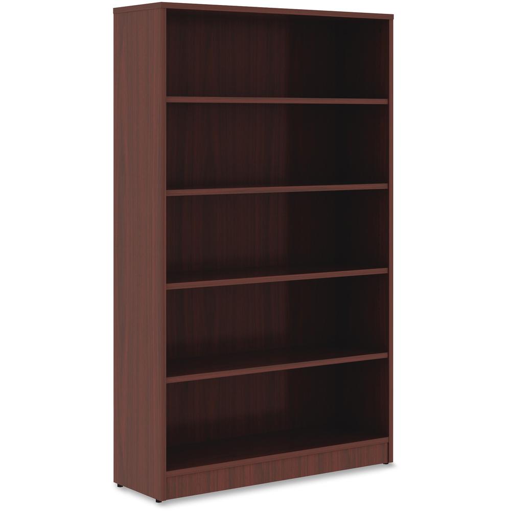 Lorell Laminate Bookcase - 0.8" Shelf, 36" x 12"60" - 5 Shelve(s) - 4 Adjustable Shelf(ves) - Square Edge - Material: Thermofused Laminate (TFL) - Finish: Mahogany. Picture 3