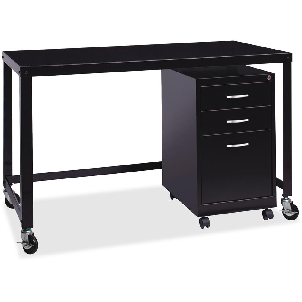 Lorell SOHO Personal Mobile Desk - Rectangle Top - 48" Table Top Width x 23" Table Top Depth - 29.50" HeightAssembly Required - Black - 1 Each. Picture 5