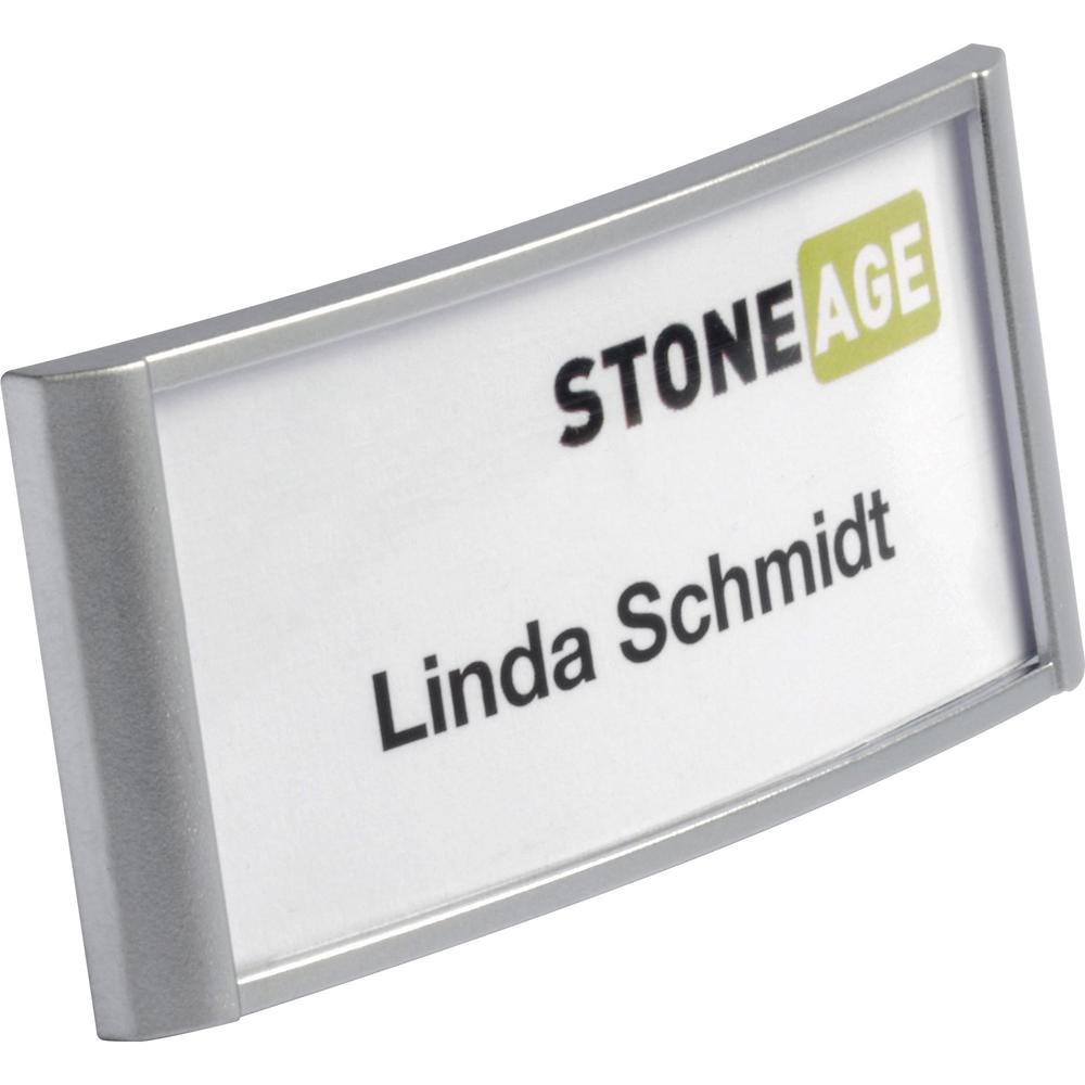 DURABLE&reg; Classic Magnetic Name Badge - 1-1/4" x 2-7/8" - Plastic - Silver - 10 / Box. Picture 2