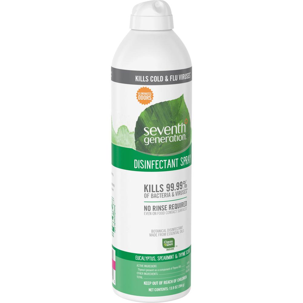 Seventh Generation Disinfectant Cleaner - Spray - 13.9 fl oz (0.4 quart) - Eucalyptus Spearmint & Thyme Scent - 1 Each - Clear. Picture 2